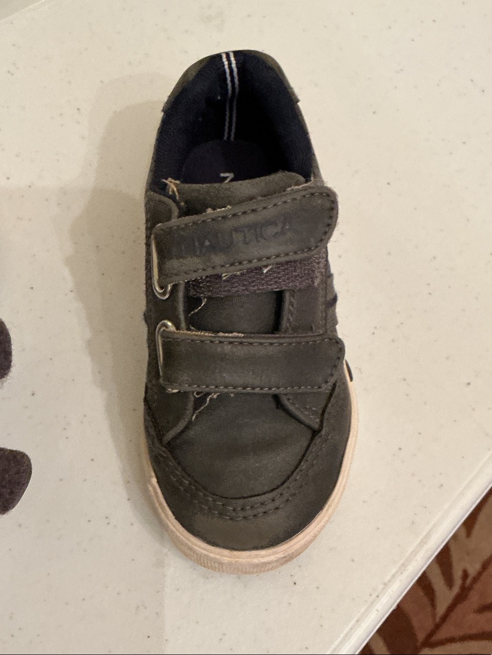 Nautica Kids Olive Green & Cream Velcro Sneakers